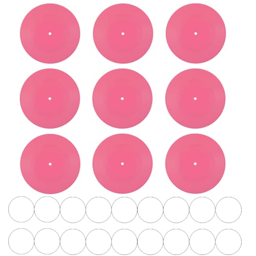 FACHPINT 9PCS Pink Records for Wall Aesthetic 7 Inch Blank Vinyl Records, Music Wall Decor for Graffiti, Fake Records Props,Record Decorations for Party Wedding Signing Hippie Room Decor - color: Pink