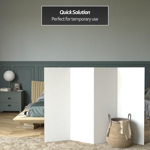 4 ft. Short White Temporary Cardboard Folding Screen - 4 Panels - size: 4 ft Short - 4 Panel