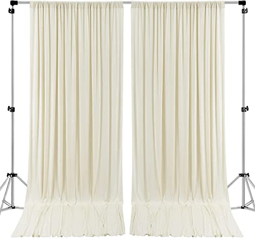 AK TRADING CO. 10 feet x 8 feet IFR Polyester Backdrop Drapes Curtains Panels with Rod Pockets - Wedding Ceremony Party Home Window Decorations - Ivory - color: Ivory, size: 10 ft x 8 ft