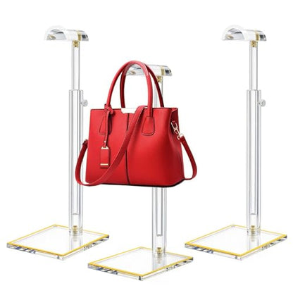 Acrylic Purse Stands for Display, 3 Pack 14" to 24" Adjustable Height Clear Purse Holder Stand, Counter Bags Hanging Organizer Handbag Rack for Closet Retail Vendor Commercial Store - size: 3-pack, L (13.5"-24")