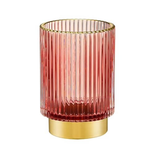 Makeup Brush Holder Organizer,Toothbrush Holders,Desk Pen Pencil Holder,Multifunctional Vintage Glass Brush Cup(A3-22-US) - color: Red, size: Large