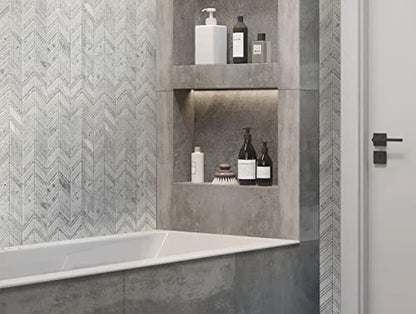 4 x 5 White and Gray Textured Chevron Marble Mosaic Sample Tile Having 1 sqft Coverage - color: White and Gray, size: Sample Swatch (4 x 5 in)