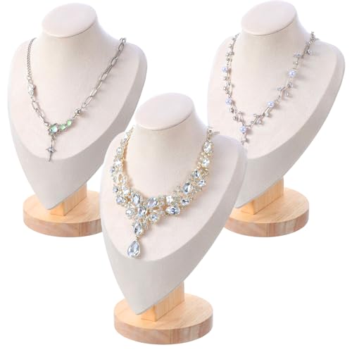 3pcs Necklace Display Stand,Jewelry Bust Display Stands,Jewelry Necklace Display for Vendors,Jewelry Photography Props,Home Trade Organizer(9.64" D x 4.13" W x 6.49" H)