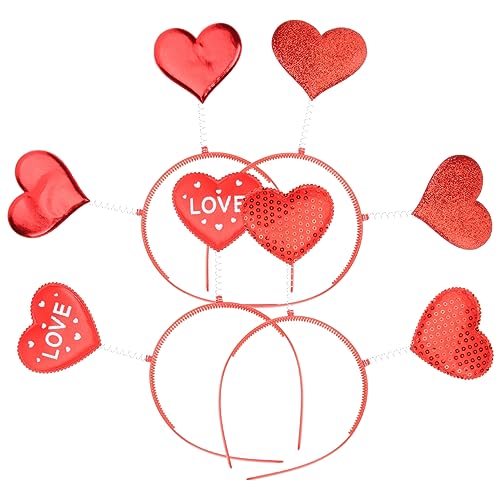 VICASKY 4pcs Valentine Heart Headbands for Adults Cupid Hair Accessories for Weddings and Parties Spring Design for Easy Wear for Celebrations and Photo Props