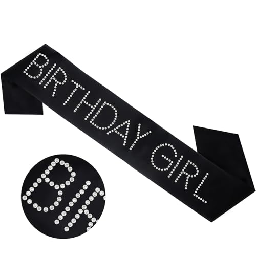 CIEHER Birthday Girl Sash for Women and Girls - Black with Rhinestones - Queen Birthday Gifts and Decorations - color: Black 2