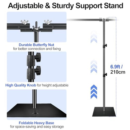 EMART 7x30ft(HxW) Photography Backdrop Stand for Parties, Adjustable Pipe and Drape Background Support Frame Kit with Heavy Duty Metal Steel Base, Photo Back Drop Holder for Birthday Wedding - Black - size: 7×30ft
