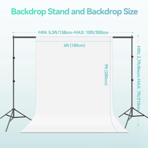 EMART Portable Photography Backdrop Stand Kit 7 x 10 ft with 6 x 9 ft White Backdrop, Adjustable Background Support System for Photo Video Studio, Photoshoot, Party, Live Game, Interviews - size: 7*10ft Stand/6*9ft Backdrop