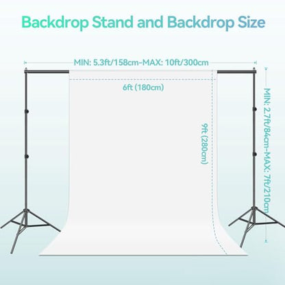 EMART Portable Photography Backdrop Stand Kit 7 x 10 ft with 6 x 9 ft White Backdrop, Adjustable Background Support System for Photo Video Studio, Photoshoot, Party, Live Game, Interviews - size: 7*10ft Stand/6*9ft Backdrop