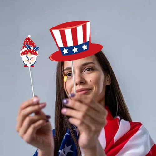 4th of July Photo Booth Props, USA Independence Day Patriotic Party Decorations Selfie Photobooth Props for Photoshoot, Patriotic Cutouts for American Pride, Memorial Day, Veterans Day(21Pcs)