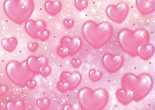 Pink Heart Photo Backdrop 90s Backdrops for Photoshoot Mother's Day Backdrop Women Men Happy Birthday Photography Background Valentine's Day Banner 7x5ft - size: Pink