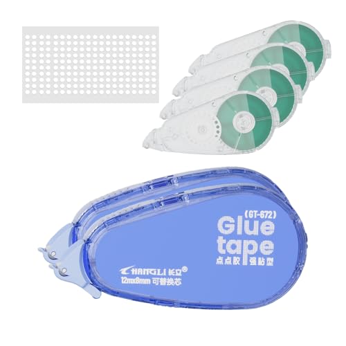 FUNSKY Refill Glue Tape for Scrapbook, 2 Bodies, 4 Refill, 200pcs Power Glue Points, 39 FT*1/4 in Double Sided Tape for Crafts, Scrapbooking Supplies, Adhesive Glue Runner for Gift Wrapping, Photo - color: Blue, size: 6PACK