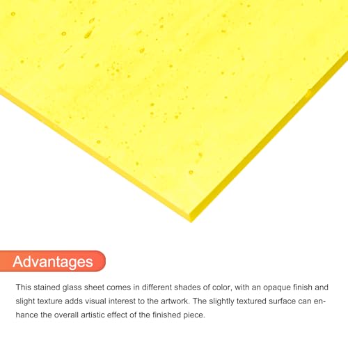 MECCANIXITY Stained Glass Sheet Mosaic Tile 7.9 Inch x 5.9 Inch Bright Yellow Stained Glass Sheets for Crafts DIY, Art Project - color: Bright Yellow