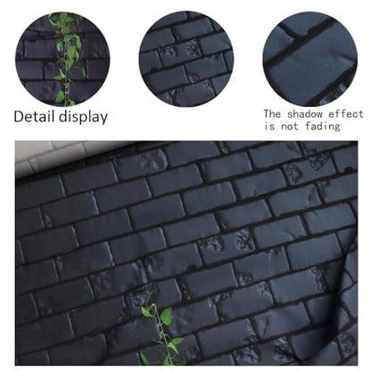 8x8ft Clean Black Brick Wall with Wood Floor Photography Backdrop for Portrait, Green Background, Vinyl Material for Birthdays, Parties, Weddings, Graduations DH-94 - size: 8X8FT