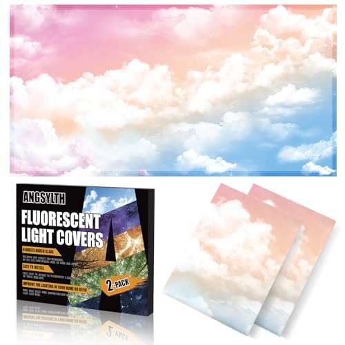 ANGSYLTH 2 Pcs Fluorescent Light Covers - 4 x 2 Feet Covers for Ceiling Lights, Magnetic Light Filters for Classroom, Office, Hospitals, Home (Rainbow) - color: Rainbow