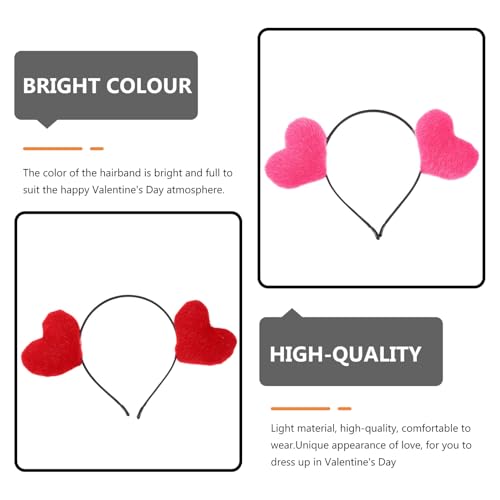 LABRIMP 2pcs Valentine’s Day Heart-shaped Hairband Set, Spring Antenna Headband Props for Women, Red and Magenta Party Headwear Accessories