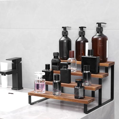 Wooden Cologne Organizer For Men, 4 Tiers Cologne Stand Shelf, Perfume Organizer Holder, Fragrance Display Storage Rack, Gift For Men