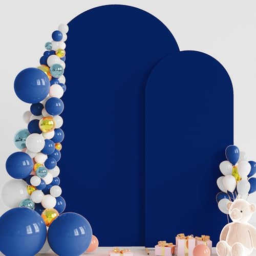 Wokceer Wedding Arch Backdrop Cover 7.2FT, 6FT Spandex Fitted Wedding Arch Stand Covers 2 Set Round Top Chiara Backdrop Stands Cover for Birthday Party Ceremony Banquet Decoration Royal Blue - color: Royal Blue, size: 7.2FT,6FT