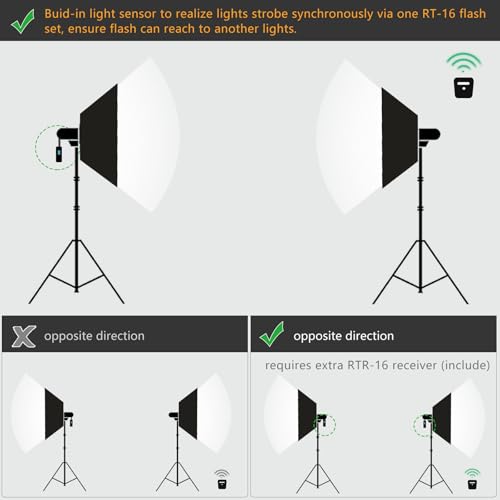 Godox Professional Studio Flash Kit for Photography, Strobe Lights Softbox Lighting Kit, 2x180W 5600K Compact Monolights with Flash Trigger, Softbox, Light Stands