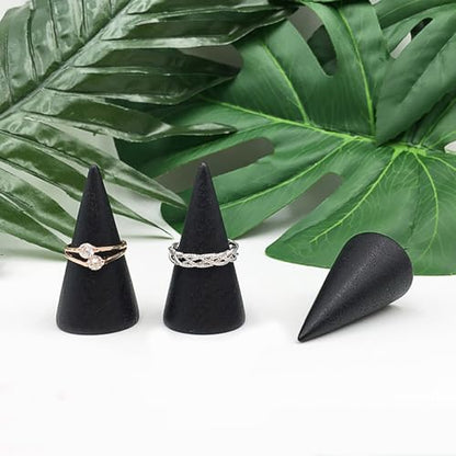 Ring Display Stand 5Pcs Wood Rings Holder Cone Shape Rings Stand Jewelry Display Rack for Business Photoshoot Room Decoration