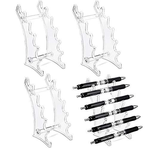 Outus Set of 4 Plastic Pen Holder 6-slots Display Stand Eyebrow Pen Stand Makeup Brush Rack Organizer for Home School and Office Use