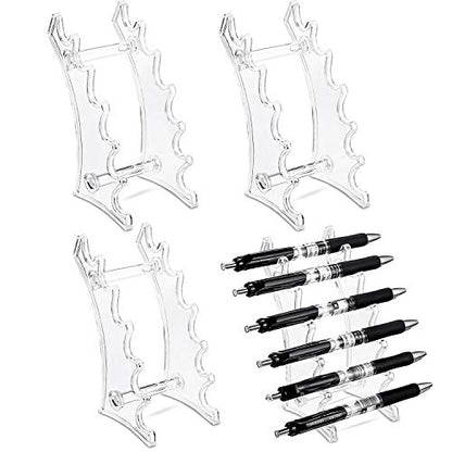Outus Set of 4 Plastic Pen Holder 6-slots Display Stand Eyebrow Pen Stand Makeup Brush Rack Organizer for Home School and Office Use