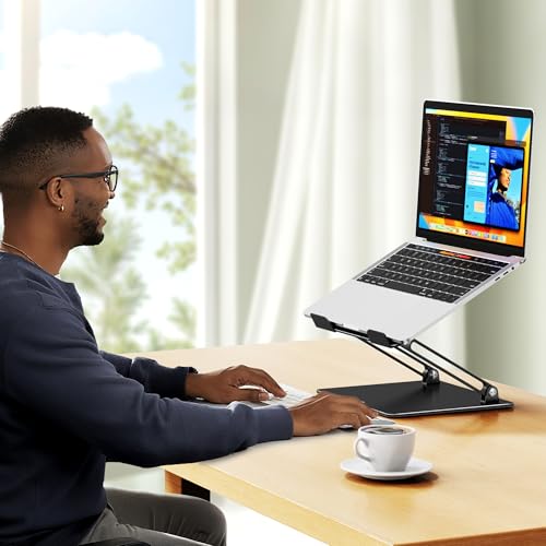 BESIGN LS10 Laptop Stand for Desk, Ergonomic Adjustable Notebook Tablet Stand, Foldable Laptop Riser, Portable Desktop Book Stands, Computer Holder Compatible with 10-14" Laptops, Black - color: A-Black