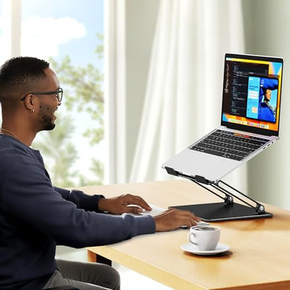 BESIGN LS10 Laptop Stand for Desk, Ergonomic Adjustable Notebook Tablet Stand, Foldable Laptop Riser, Portable Desktop Book Stands, Computer Holder Compatible with 10-14" Laptops, Black - color: A-Black