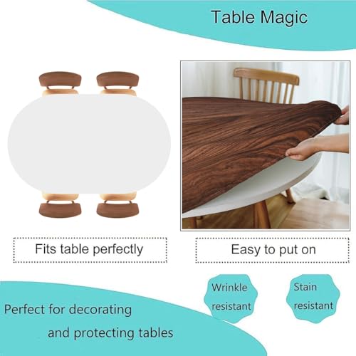 Dark Wood Grain Texture Background Fitted Oval Tablecloth, Elastic Edge Tables Cloth, Washable Table Cover, Kitchen and Dining Tablecloths Protector, Fits 48"x80" Oval TablesStyle 40 - color: Wood Texture -10, size: 80" x 48" (Oval)