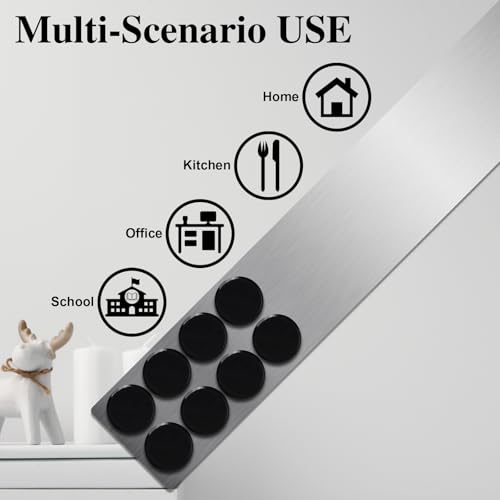 Lockways Magnetic Whiteboard Strip Set 4 Pieces 2 x 15 Inch Bulletin Board bar, Silver Stainless, Adhesive Backing Memo Board for Office, Magnetic Calendar, Photos, Name Cards & Papers