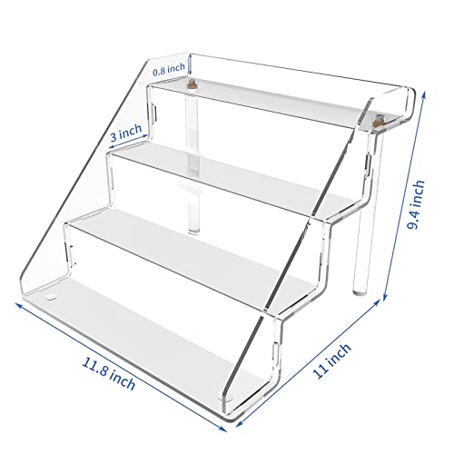 Sezanrpt Acrylic Perfume Display Stands Set of 2, 4 Tiered Cupcake Stand, Acrylic Funko Pop Display Shelves for Perfume Organizer, Shot Glass, Figures Collections, Makeup, 11.8x11x9.4 inch - size: 11.8x11x9.4 inch