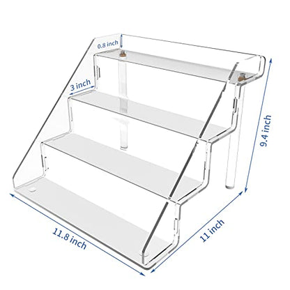 Sezanrpt Acrylic Perfume Display Stands Set of 2, 4 Tiered Cupcake Stand, Acrylic Funko Pop Display Shelves for Perfume Organizer, Shot Glass, Figures Collections, Makeup, 11.8x11x9.4 inch - size: 11.8x11x9.4 inch