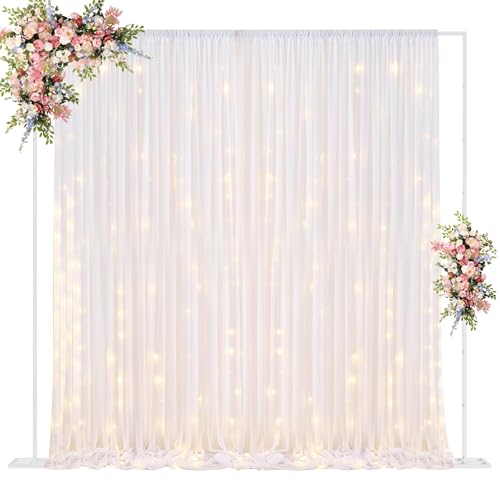 Fomcet 10FT x 10FT Backdrop Stand Heavy Duty with Base, White Portable Adjustable Pipe and Drape Backdrop Stand Kit, Square Metal Arch Party Frame for Wedding Birthday Parties Banquet Decorations - color: White