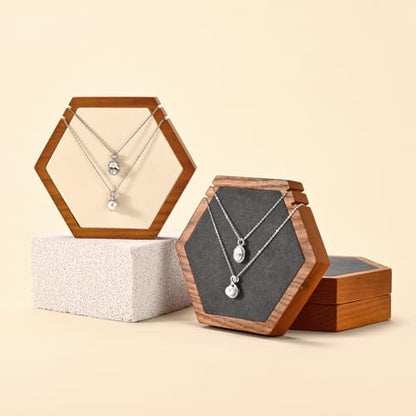 Solid Wood Hexagon Necklace Holder Stand Retail Hanging Jewelry Necklace Stand Display for Vendors(Black) - color: Black