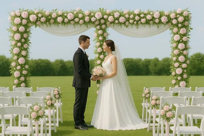 10x20ft Backdrop Stand Heavy Duty Pipe and Drape Backdrop Stand for Parties, Adjustable Pipe Kit Curtain Frame Stand for Photography Background Support,Wedding Arch Metal Frame (Gold) - color: Gold