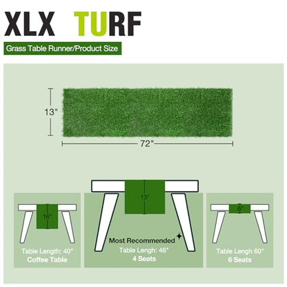 XLX TURF Artificial Grass Table Runner 72 Inches for Sport Golf Spring Summer Party Decorations - Green Fake Grass Crafts Table Centerpiece Event Birthday Safari Theme Baby Shower - size: 12 x 72 Inches / 1PC