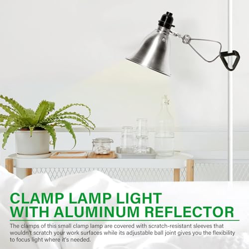 Simple Deluxe Clamp Lamp Light Socket with 5.5 Inch Aluminum Reflector, Suit for Max 60 Watt Lamp (No Bulb Included) with 18/2-Gauge 6 Feet Cord, 2 Pack,Silver - size: 5.5 Inch (60 Watts), style: 2-Pack LITE Version