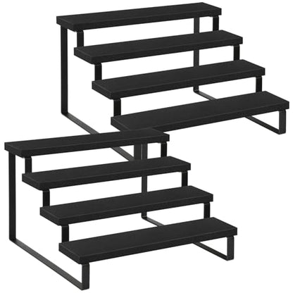 YINMIT Wooden Display Riser Stand, Tiered Perfume and Cologne Organizer Stand, 4 Tier Spice Rack Organizer, Rustic Display Shelf for Candles (4 Tier,2Pack,Black) - color: 4 Tier,2Pack,Black