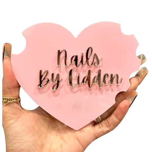 Custom Nail Photo Props, Acrylic Nail Picture Props Personalized Logo Nail Tech Decor Plate Nailfie Disk with Social Media Salon Nail Display Stand Nail Polish Display Gifts for Nail Artist - color: Design 2