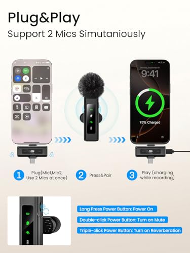USKEYVISION Vlogging Kit for iPhone&Android w/Fill Light,Remote&Wireless Microphones,YouTube Starter Kit Content Creator Essentials,Auto Face Tracking Camera Mount Tripod for TikTok Video Recording - style: Vlogging Kit-B