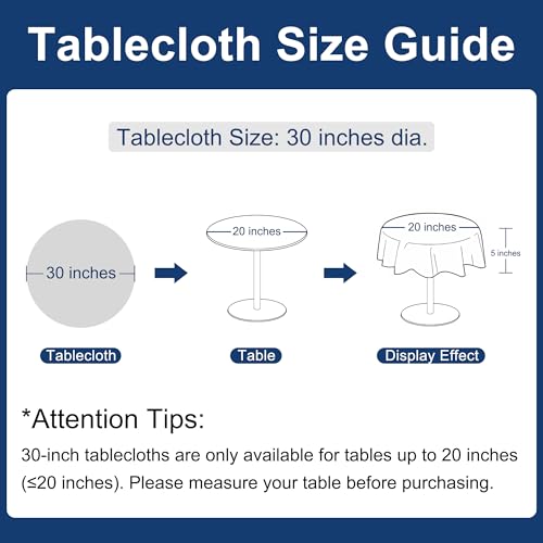 Hiasan Round Linen Table Cover 30 Inch - Wrinkle and Stain Resistant Washable Polyester Fabric Table Cloth for Dining Room Kitchen Party, White - color: White, size: 30" (Round)