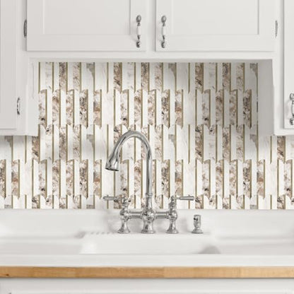 10-Sheet Fish Scale Peel and Stick Backsplash for Kitchen Wall Tiles,12 inches Brown Marble Mixed Metal Gold 3D PVC Wall Tile Stick on Backsplash for Kitchen and Bathroom - color: Brown Marble Mixed Metal Gold
