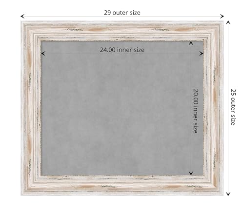 Amanti Art White Framed Magnetic Board 25x29 Medium Vision Board for use with Magnets, 100% Metal Sheet to Display Items as Office Decor or for Home Organization in mudroom, Kitchen or Kids Room - color: Alexandria White Wash, size: 29"W x 25"H