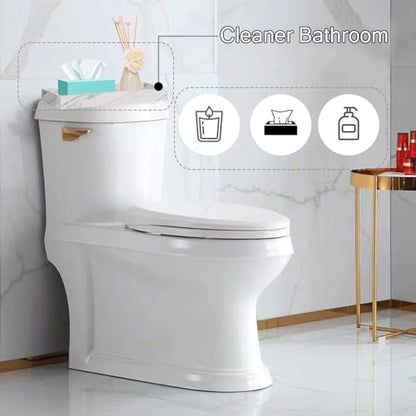 Coret Bathroom Kitchen Countertop Organizer Tray, Elegant Vanity Cosmetic Counter Tray,Waterproof Bamboo Holder Tray for Jewelry Perfume Candle Small Plant Home Decor, Marble White (13.5X 5.7in)
