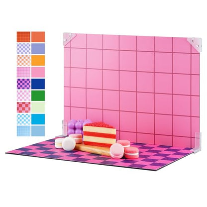 Meking 9Pcs 18Patterns Product Photography Backdrops Kit Photo Backdrop Boards Colourful Grid Photoshoot Background for Jewelry,Cosmetic,Makeup and Other Small Product Photography (16.5X11 inch) - color: Grid style