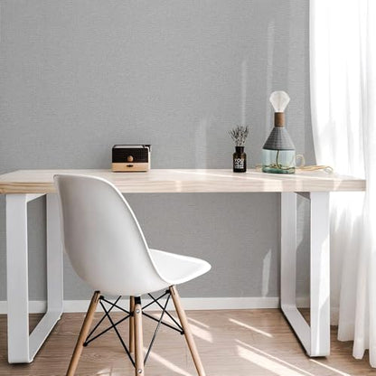 Peel and Stick Grasscloth Wallpaper Texture Light Grey Faux Linen Contact Paper Self Adhesive Removable Vinyl Wall Paper for Bedroom Cabinets Shelf Liners Waterproof Easy Clean 17.3 x 480 Inch - color: Gray, size: 17.3" x 480"