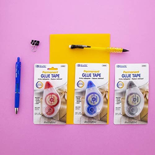 BAZIC Products Permanent Glue Tape, Double Sided, 8 mm x 8 m - size: 1-Pack