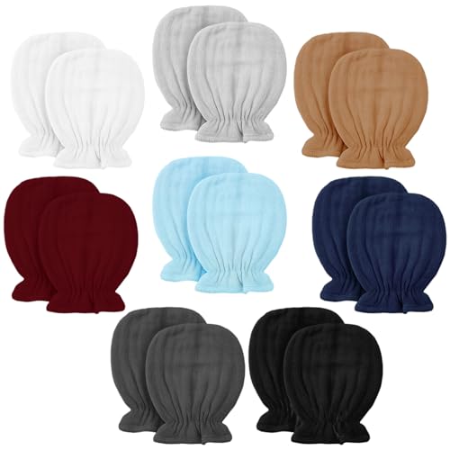 Newborn Baby Muslin Mittens 0-6 Months No Scratch Elastic Wrist Soft Breathable Gloves Bulk Cotton for Infant - color: Lively Style