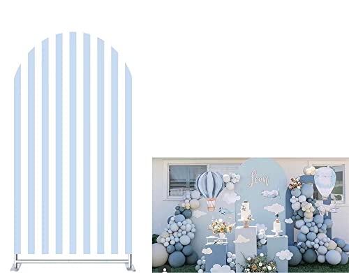 FiVan Arch Covers Stretchy Blue Stripes Backdrop for Birthday Baby Shower Party Decoration 2.6x6ft Baptism Background Props - color: NO-412, size: 2.6x6ft(78x180cm)
