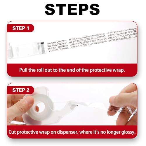 Double Sided Tape Light Duty, 1/2 x 500 inches, 6 Pack, Narrow Double Stick Tape with Dispenser for Crafts, Arts Projects, Christmas Gifts Wrapping, Office and School Supplies.