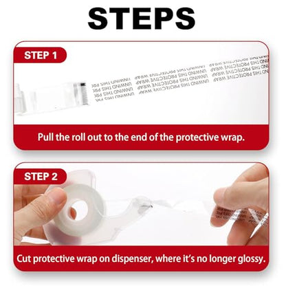 Double Sided Tape Light Duty, 1/2 x 500 inches, 6 Pack, Narrow Double Stick Tape with Dispenser for Crafts, Arts Projects, Christmas Gifts Wrapping, Office and School Supplies.